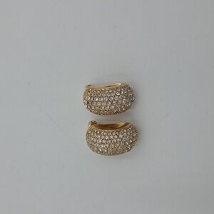 Vintage Christian Dior Gold Tone Rhinestone Clip On Earrings